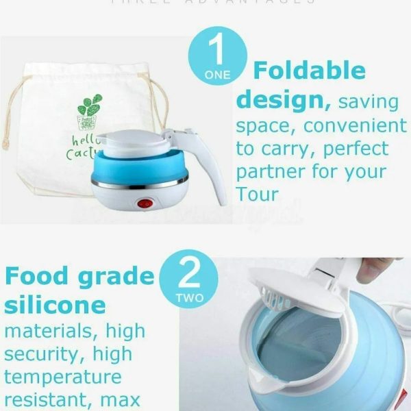 Travel Electric Kettle, Folding Water Boiler, Portable Silicone Household Electric Kettle