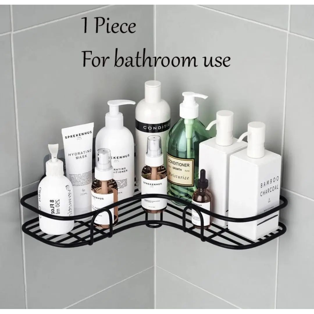 Wrought Iron Corner Shelf for Bathroom & Kitchen Storage.
