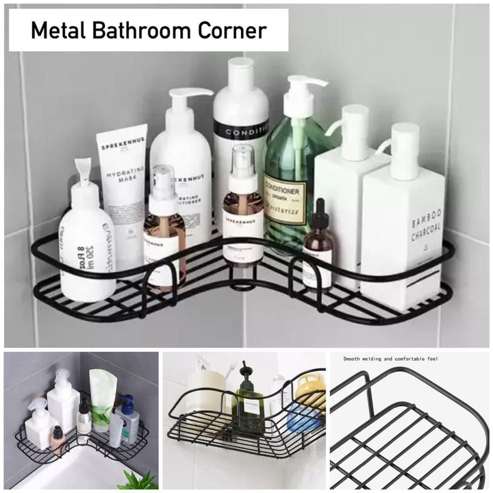 Wrought Iron Corner Shelf for Bathroom & Kitchen Storage.